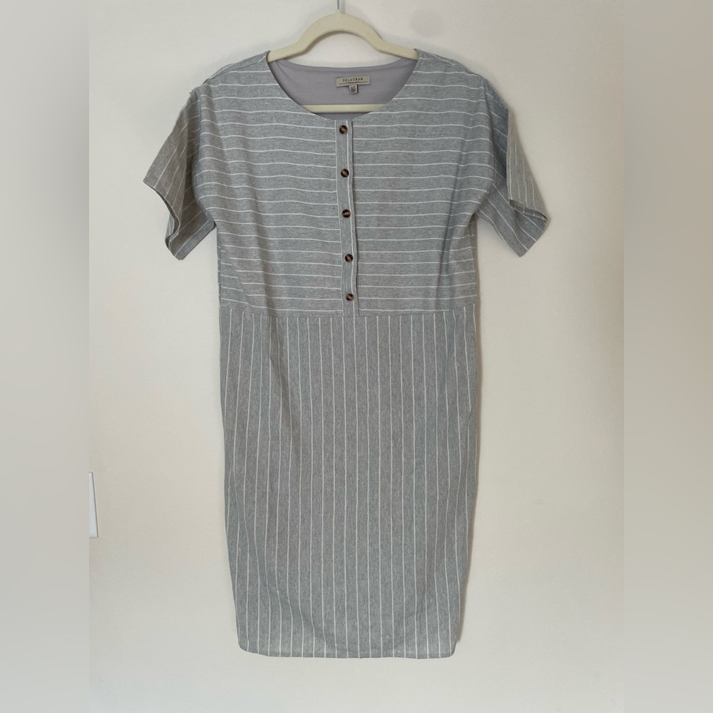 Polagram Roolee grey striped dress size small